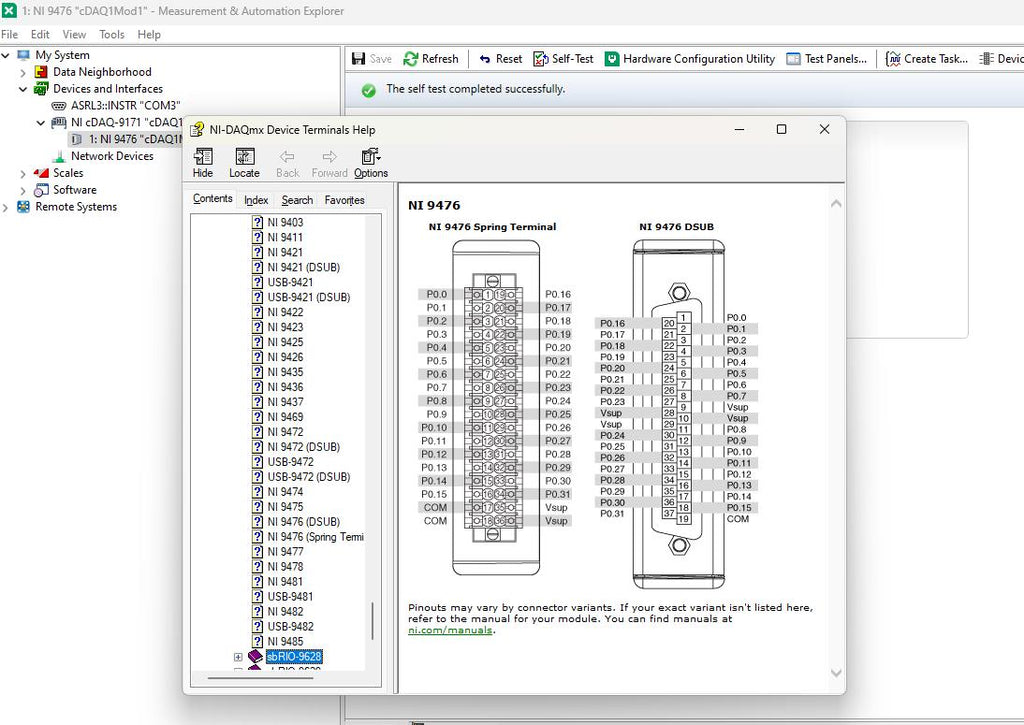 NI-9476 National Instruments NI 9476 cDAQ Digital Output Module Passes Self Test