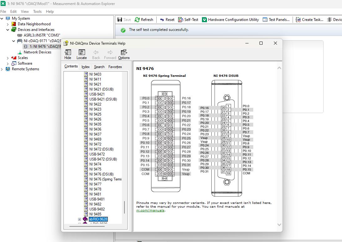NI-9476 National Instruments NI 9476 cDAQ Digital Output Module Passes Self Test