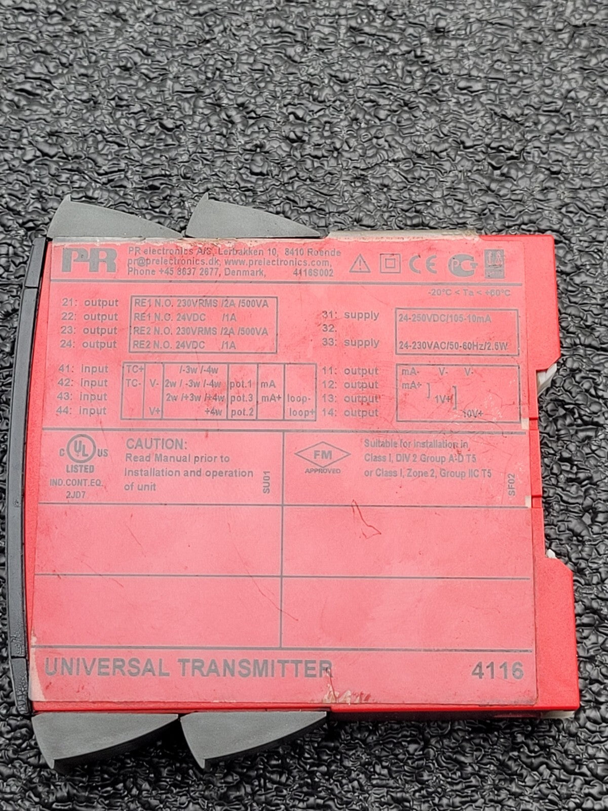 PR Electronics 4116 Universal Transmitter Signal Conditioner RTD In Univ Volt