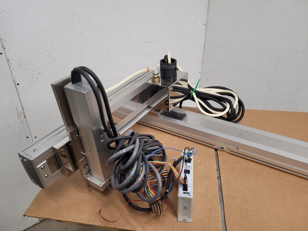 IAI 3 Axis Linear Robot Pick and Place Arm 24x8x6" travel approx 24VDC Driver