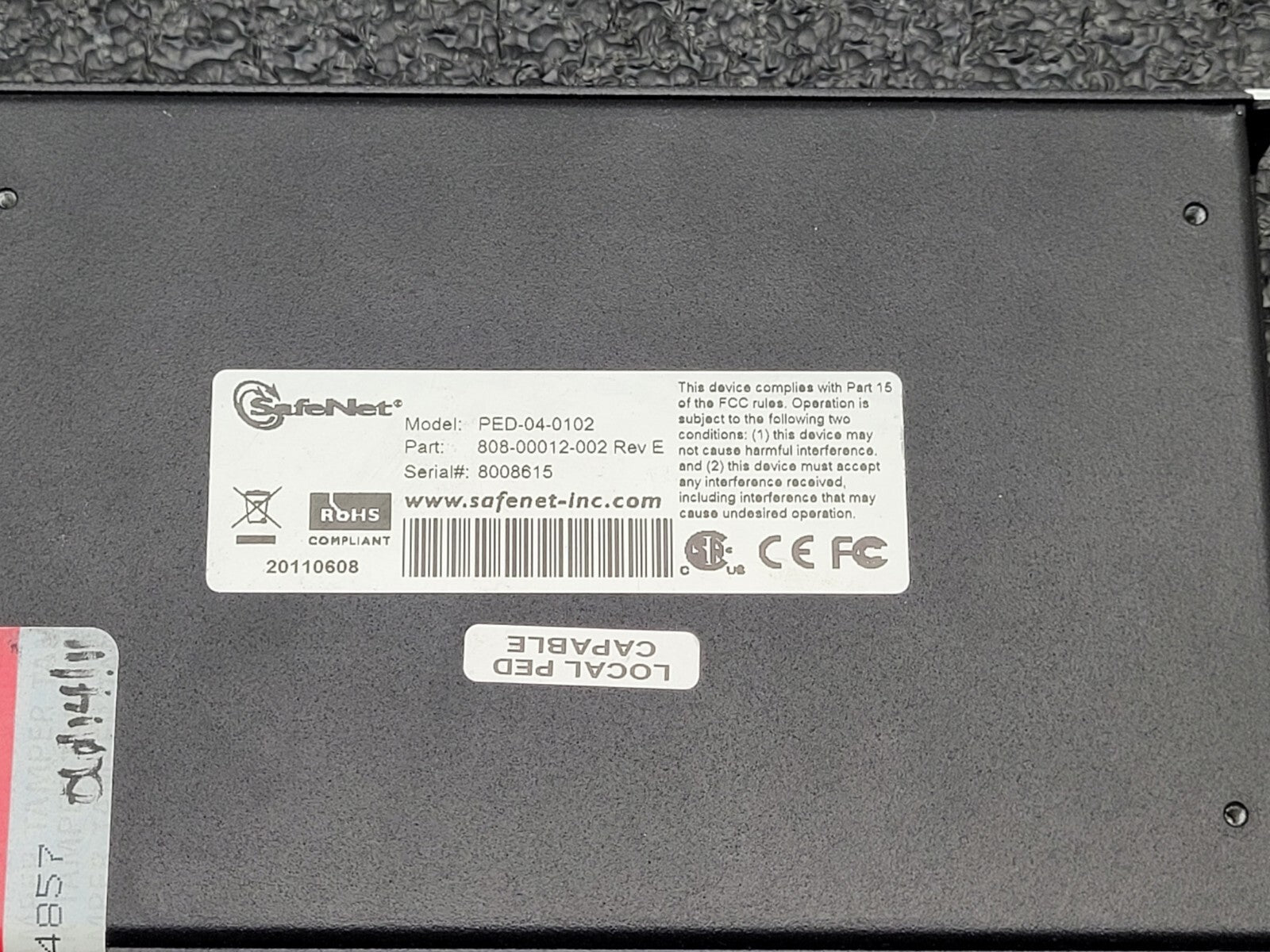 SAFENET LUNA PDE-04-0102 KEYPAD 808-00012-002 Rev E