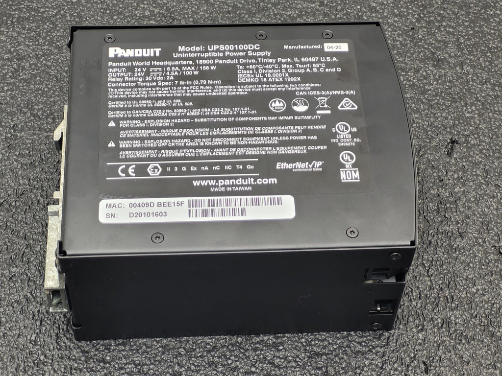 Panduit UPS UPS00100DC Uninterruptible Power Supply 100W 24VDC, Maintenance Free