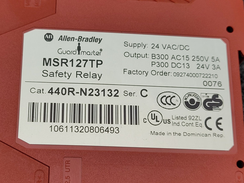 Allen Bradley 440R-N23132 Ser C GuardMaster Safety Relay MSR127TP 24V AC/DC