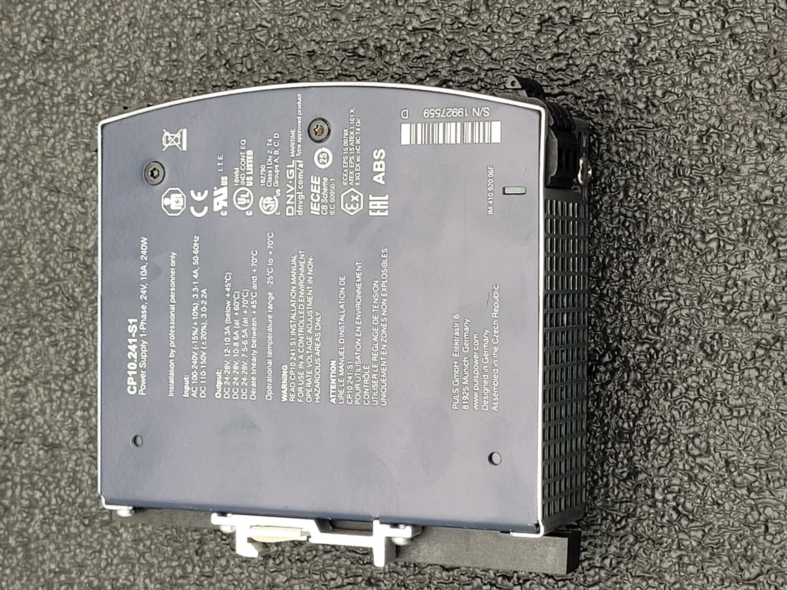 PULS CP10.241-S1 DIN Rail Power 24-28VDC 10A 100-240VAC Input