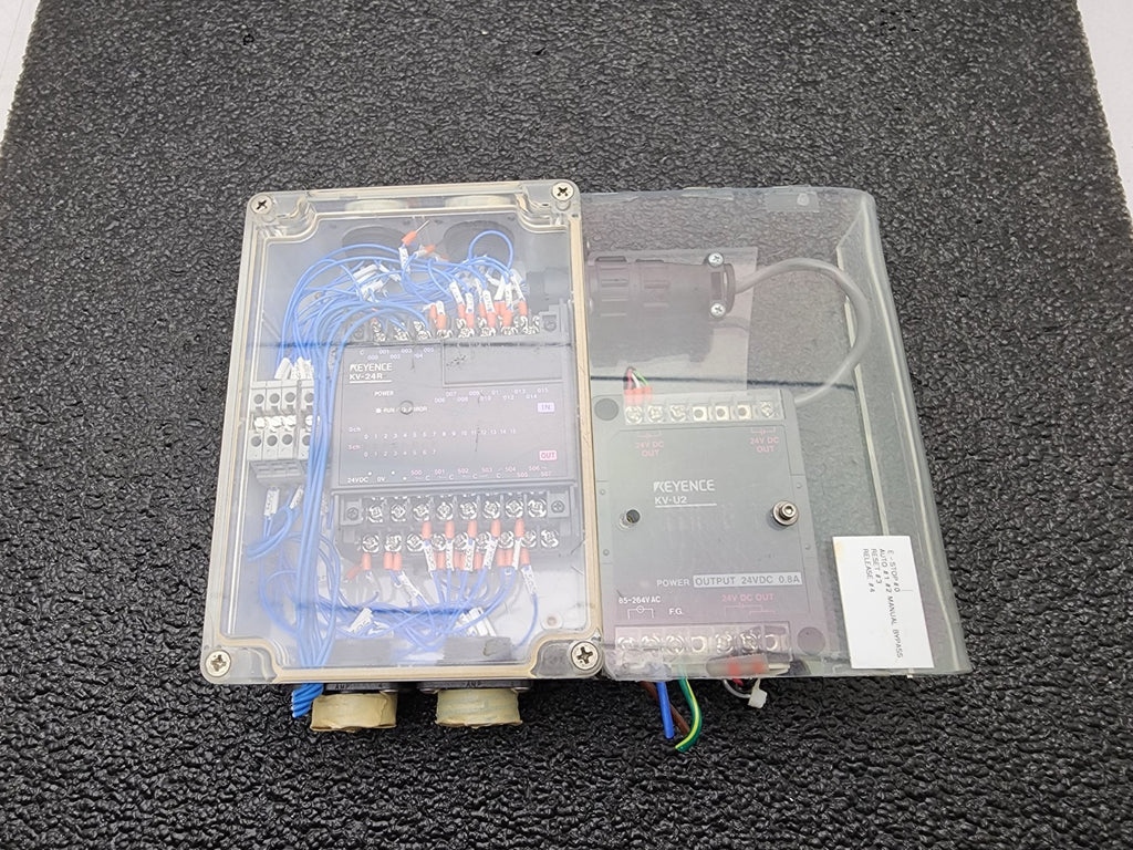 Keyence KV-24R PLC + KV-U2 24VDC 0.8A In Enclosure With Breakouts