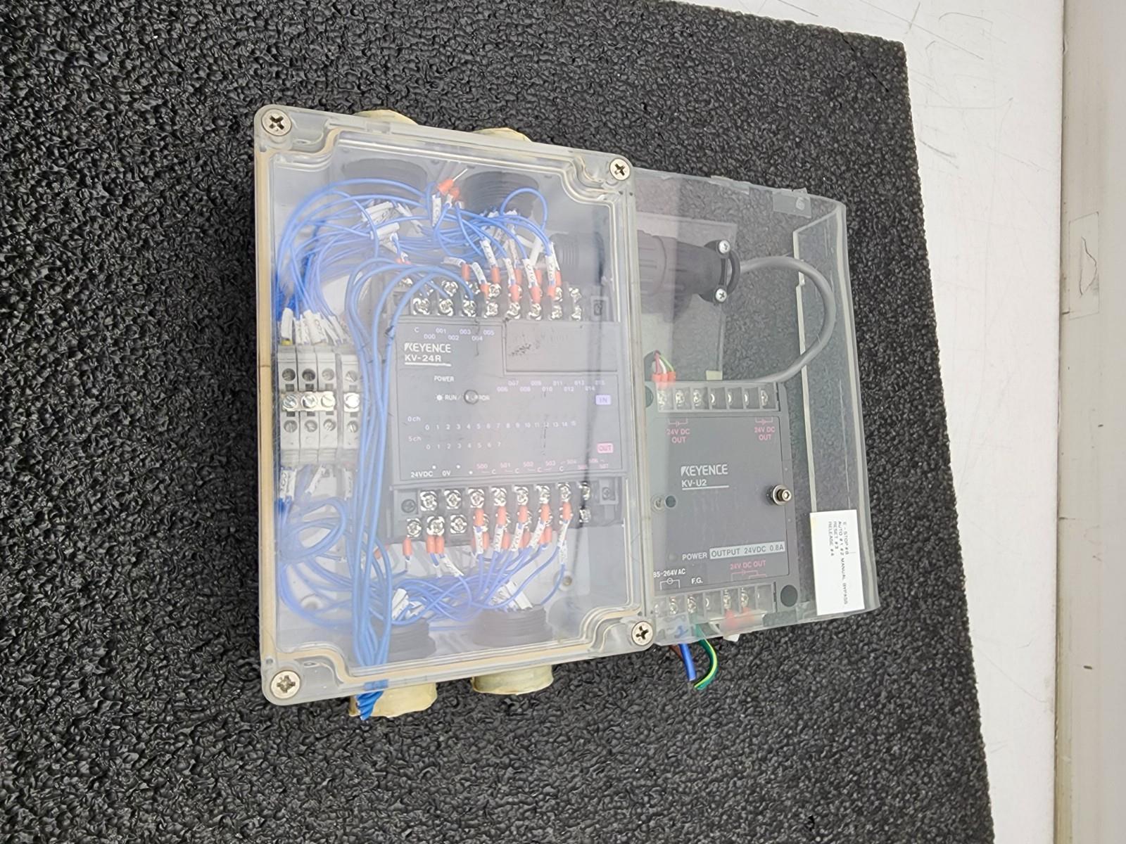 Keyence KV-24R PLC + KV-U2 24VDC 0.8A In Enclosure With Breakouts