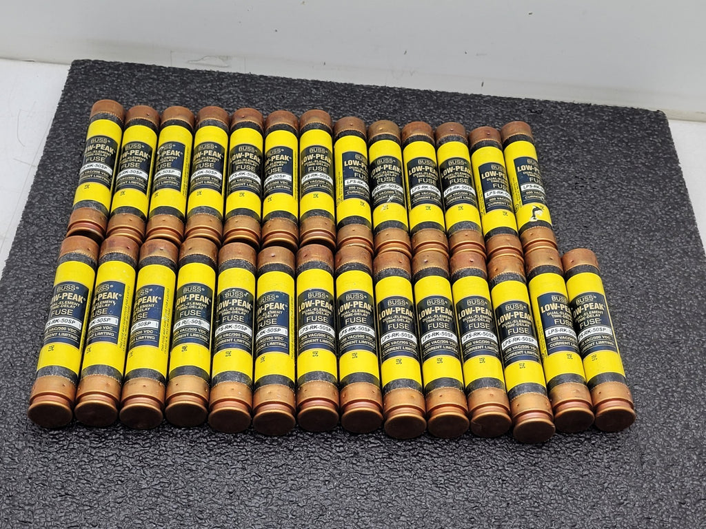 Lot of 27x Bussmann LPS-RK-50SP Low-Peak Dual Element Time Delay Fuse 600VAC 50A