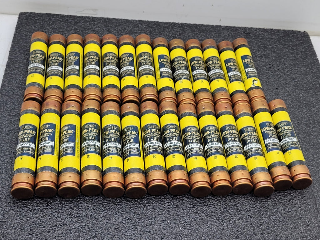 Lot of 27x Bussmann LPS-RK-50SP Low-Peak Dual Element Time Delay Fuse 600VAC 50A