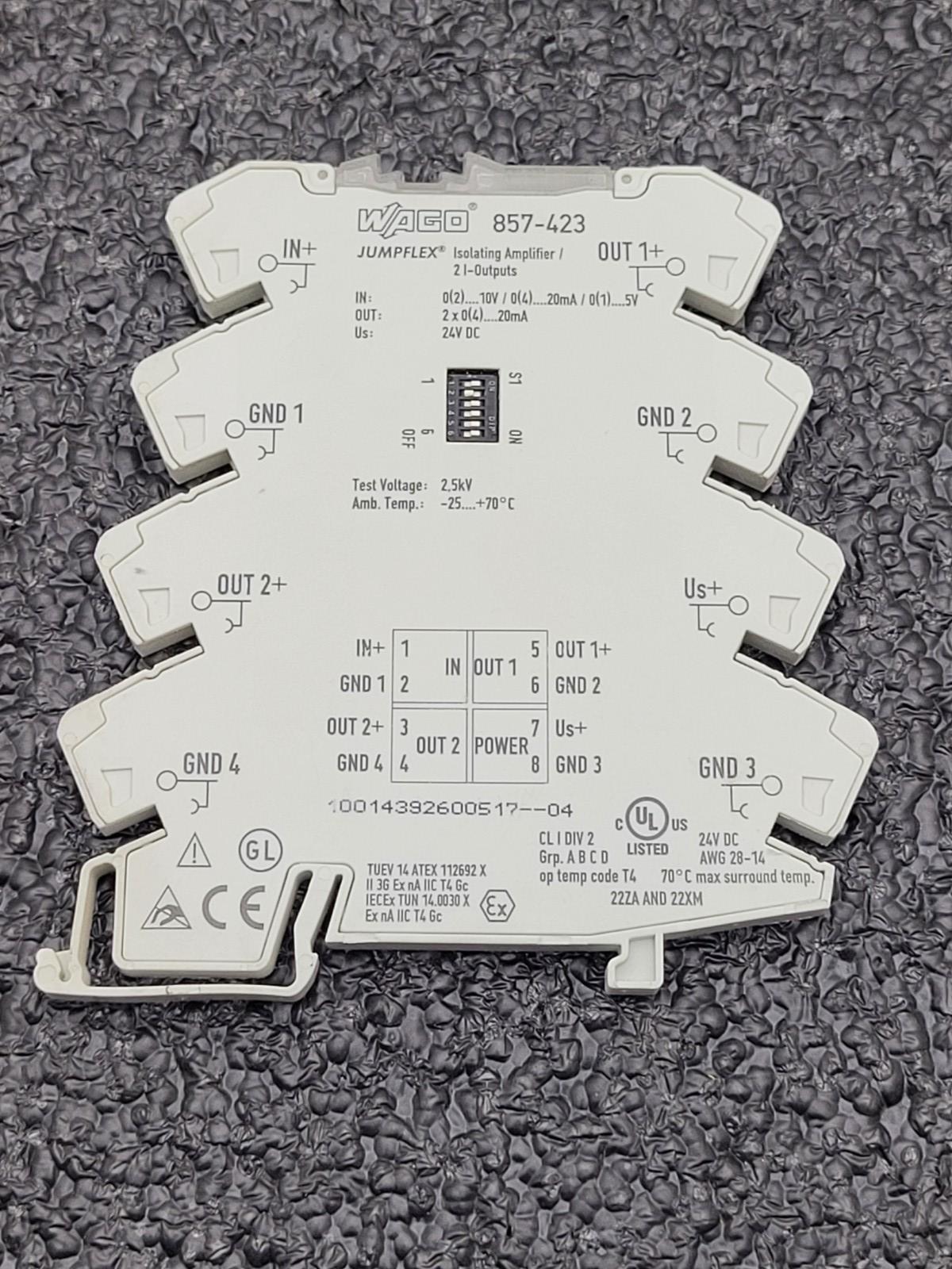 Wago 857-423 Jumpflex Isolating Amplifier Signal Conditioner Signal Splitter