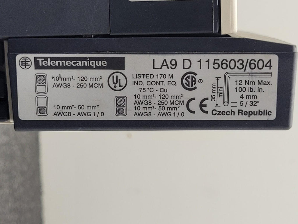 Telemecanique Contactor LC1D150 Aux Contact w/ LA9 D 115603/604 Lugs 24VDC Coil