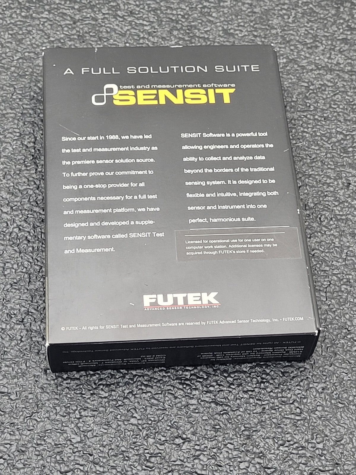 Futek FSH04877 Sensit Sensor Test And Measurement Software Version 2.3 USB
