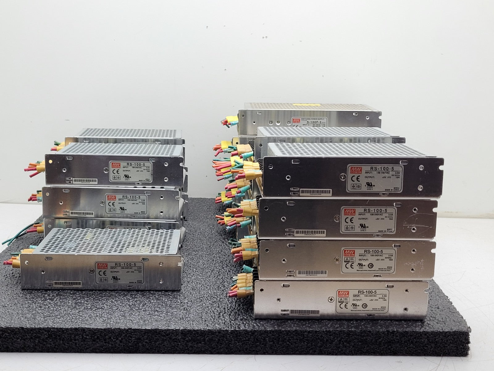 Lot of 22 Mean Well RS-100-5  / S-100F-5 Power Supply 100W 5VDC/16A, 5VDC/20A