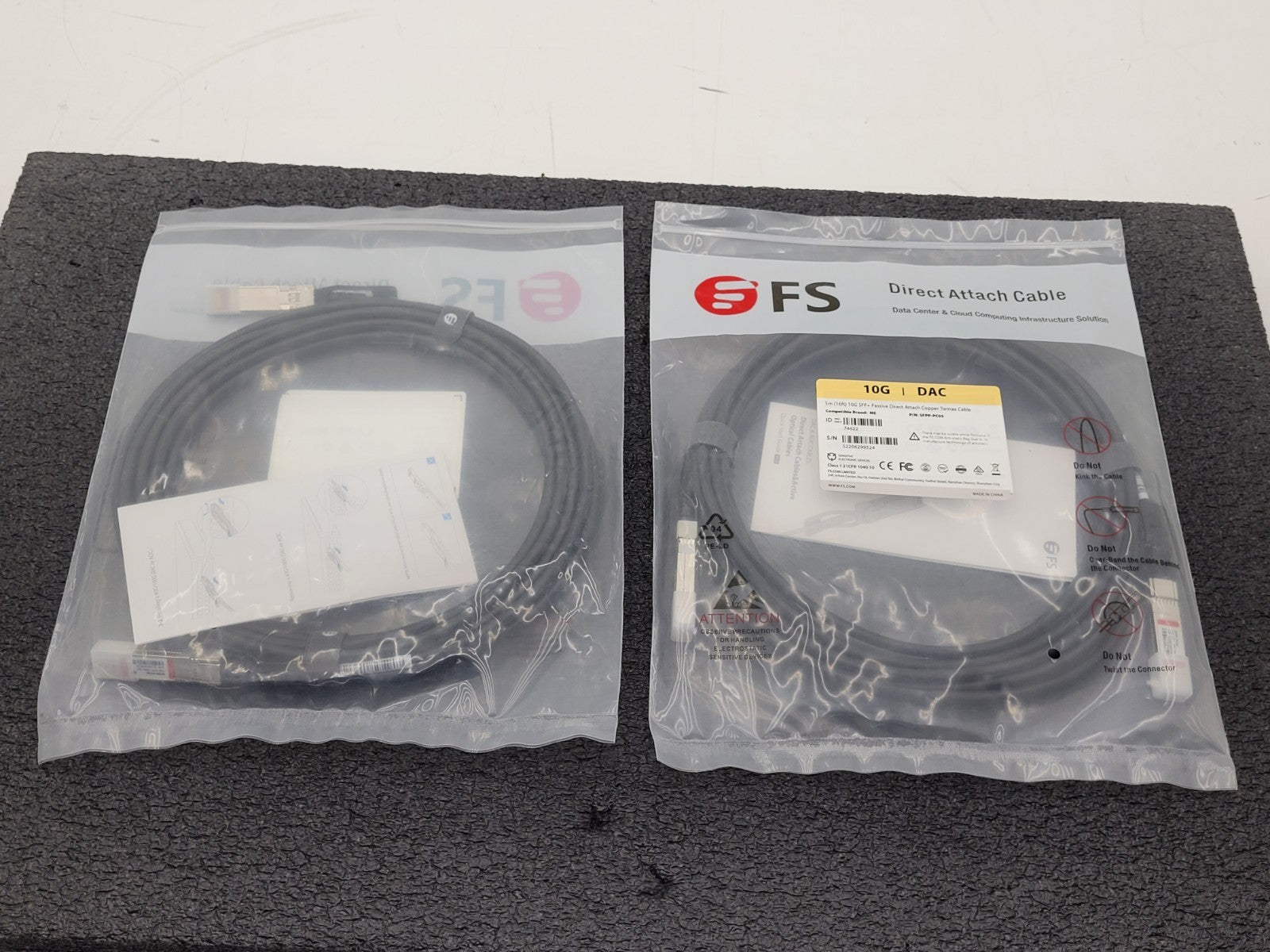 lot of 3 new 10G SPF+ Passive Direct Attach Copper Twinax Cable, p/n SFPP-PC05