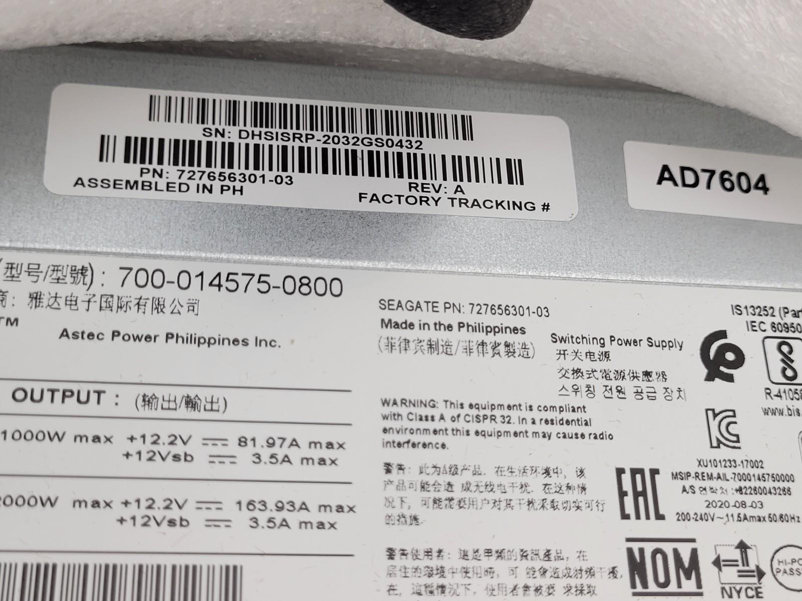 ARTESYN 700-014575-0800 Hot Swap Server Power Supply 2000W.