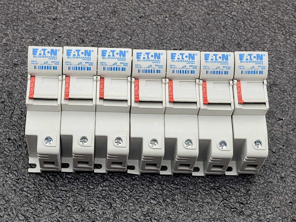 Lot of 5 Eaton Bussman MFH 14x51 50A 690V CH14DU FUSE HOLDER 2x 2 fuse 3x 1 fuse