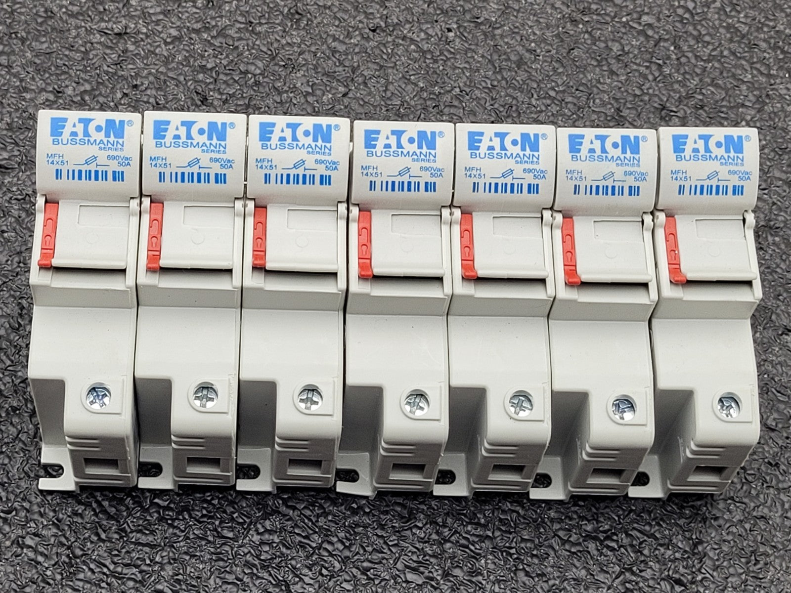 Lot of 5 Eaton Bussman MFH 14x51 50A 690V CH14DU FUSE HOLDER 2x 2 fuse 3x 1 fuse
