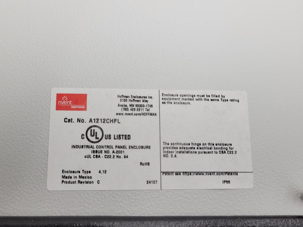 Hoffman NVent A1212CHFL Panel Enclosure White Type 4, 12 w/ backing plate