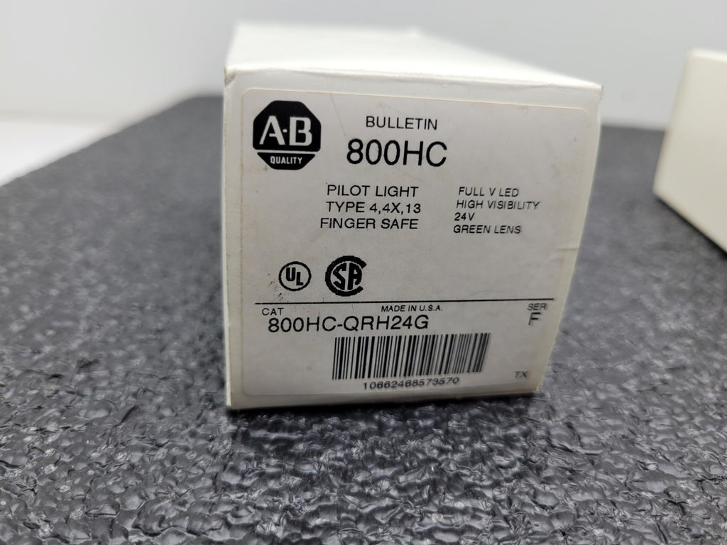 Lot of 3x ALLEN-BRADLEY AB  800HC-QRH24W QRH24G Pilot Lite 2x White 1x Green NEW
