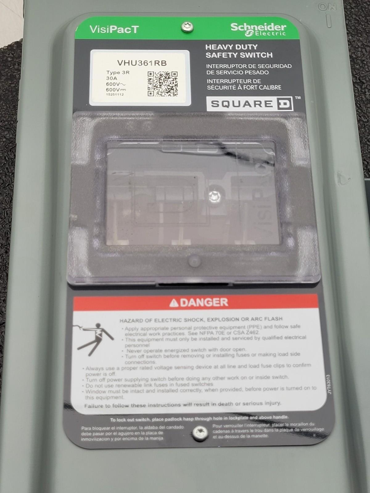 Schneider Electric VHU361RB 30A 600V Heavy Duty Safety Switch VisiPacT Square D