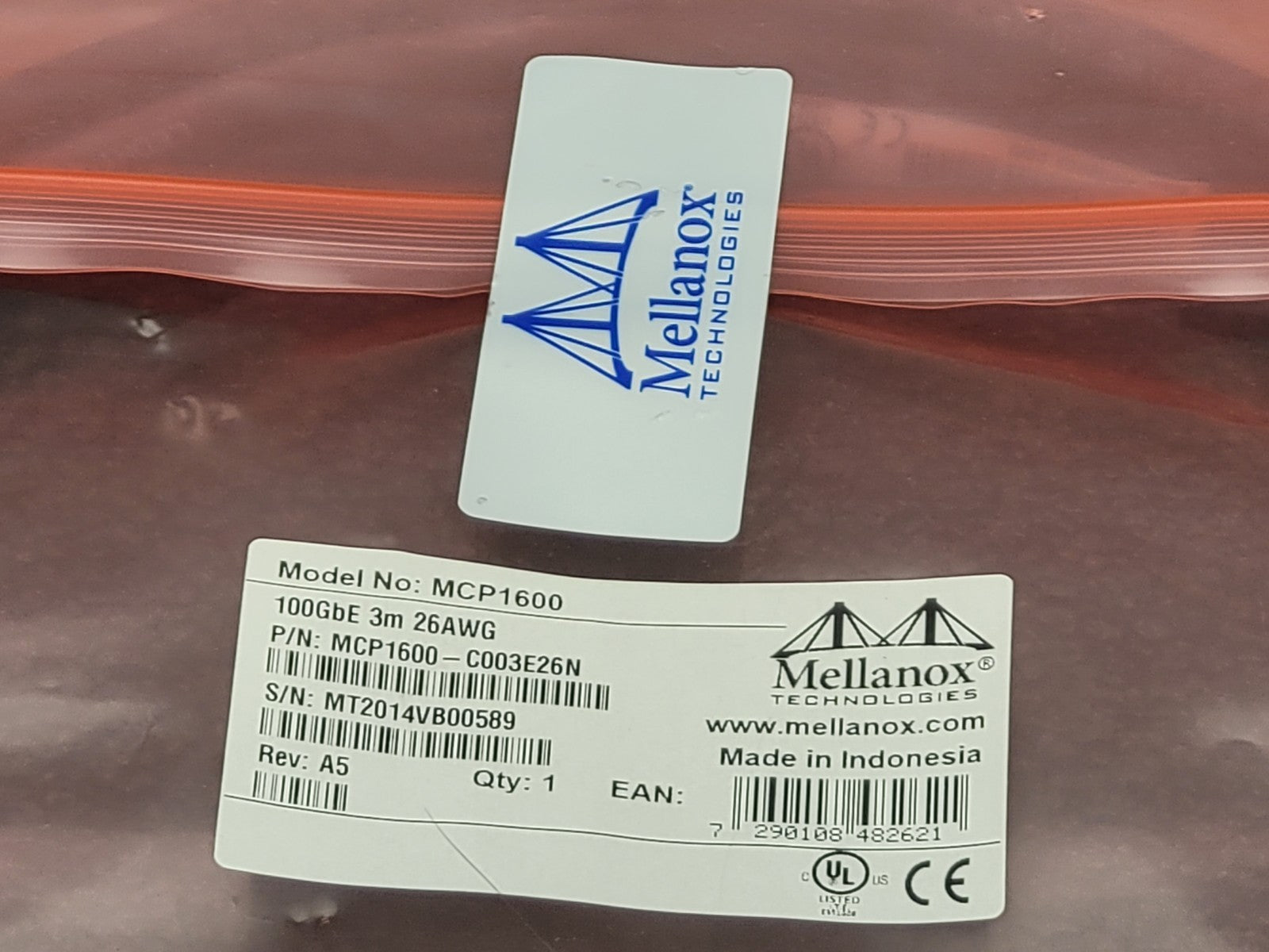 MELLANOX MCP1600-C003E26N COPPER HYBRID Cable ETH 100GbE 3M 26AWG [A] MCP1600