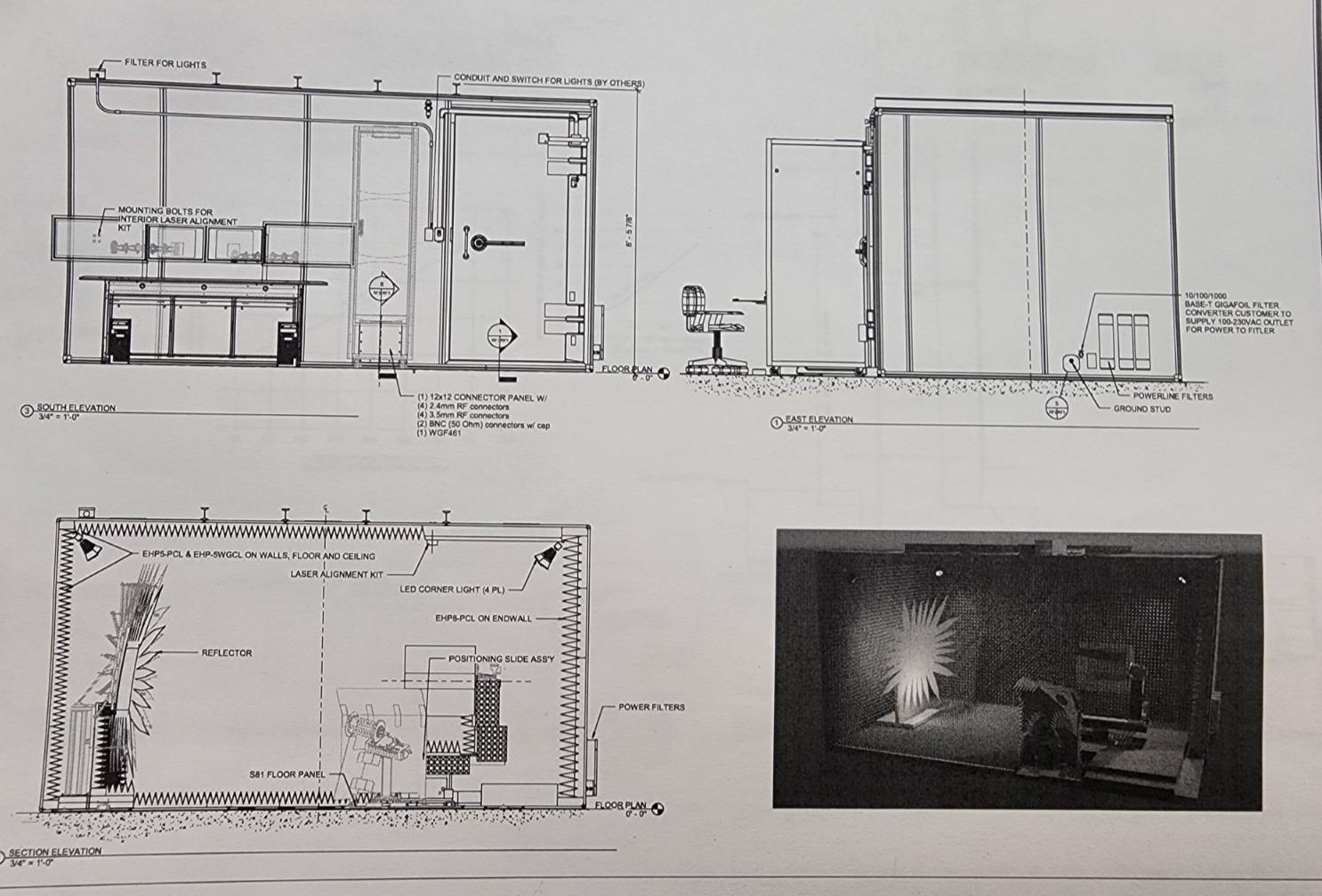 ETS-Lindgren AMS-5703 CATR Compact Antenna Test Range 5G Anechoic RF Chamber