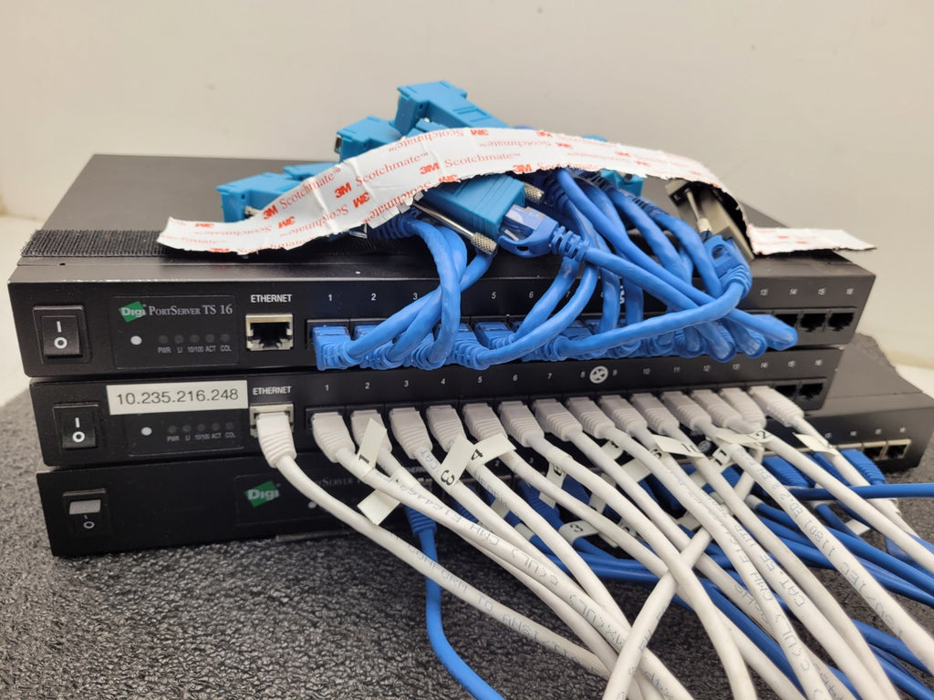 Lot of 3x Digi PortServer TS 16 MEI 16-Port Ethernet to Serial Terminal Server