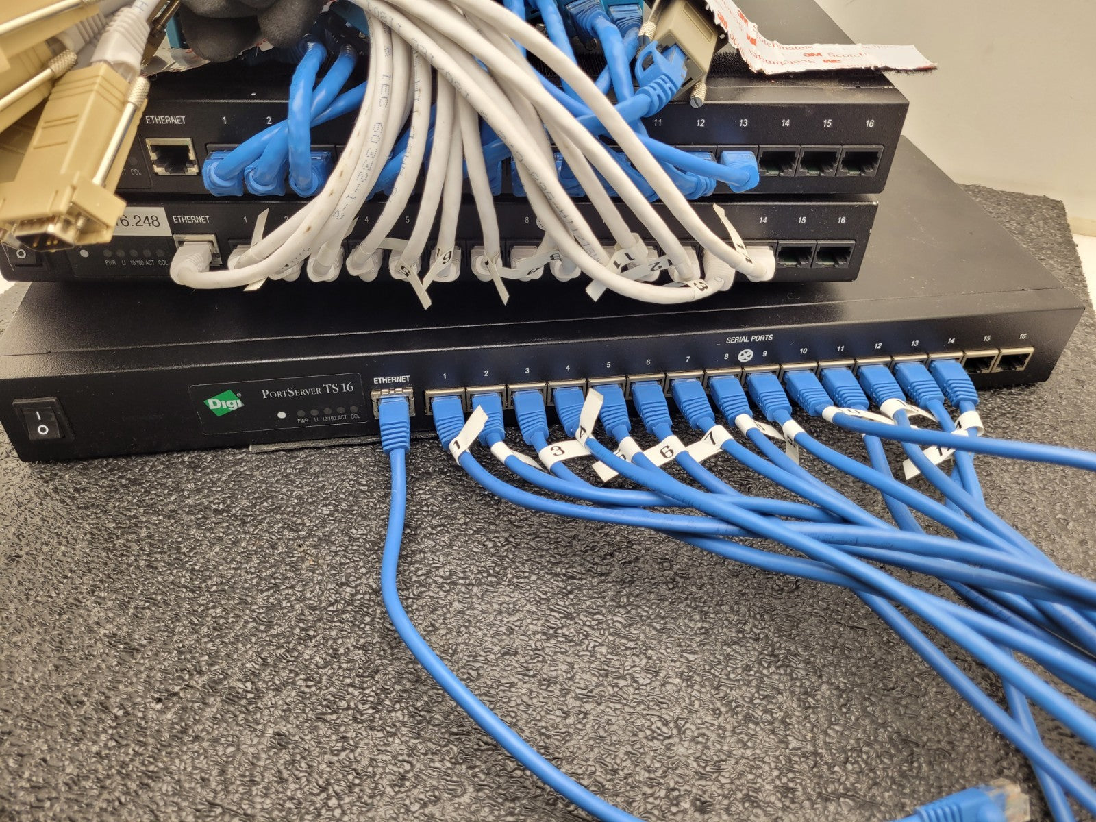 Lot of 3x Digi PortServer TS 16 MEI 16-Port Ethernet to Serial Terminal Server