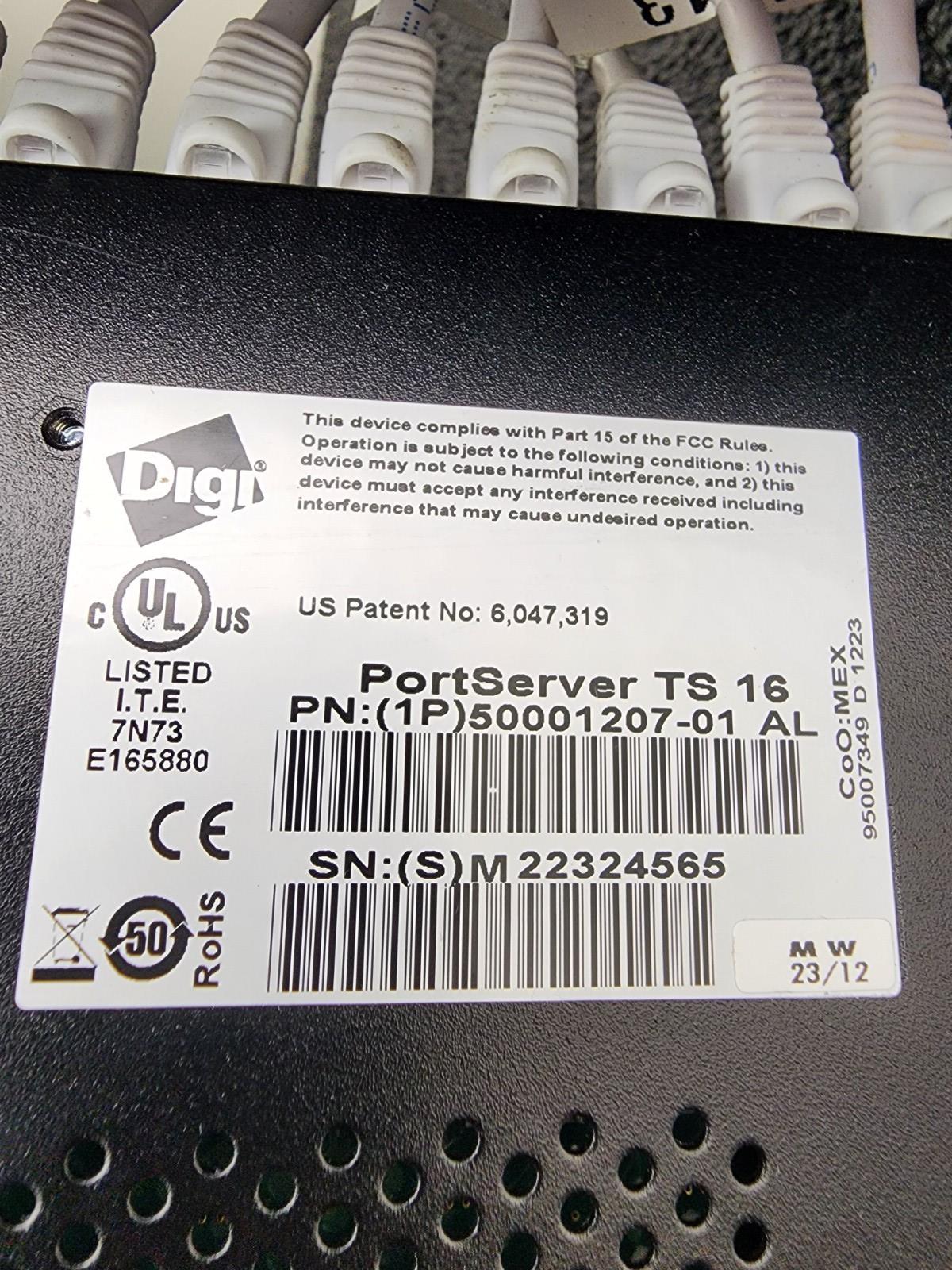 Lot of 3x Digi PortServer TS 16 MEI 16-Port Ethernet to Serial Terminal Server