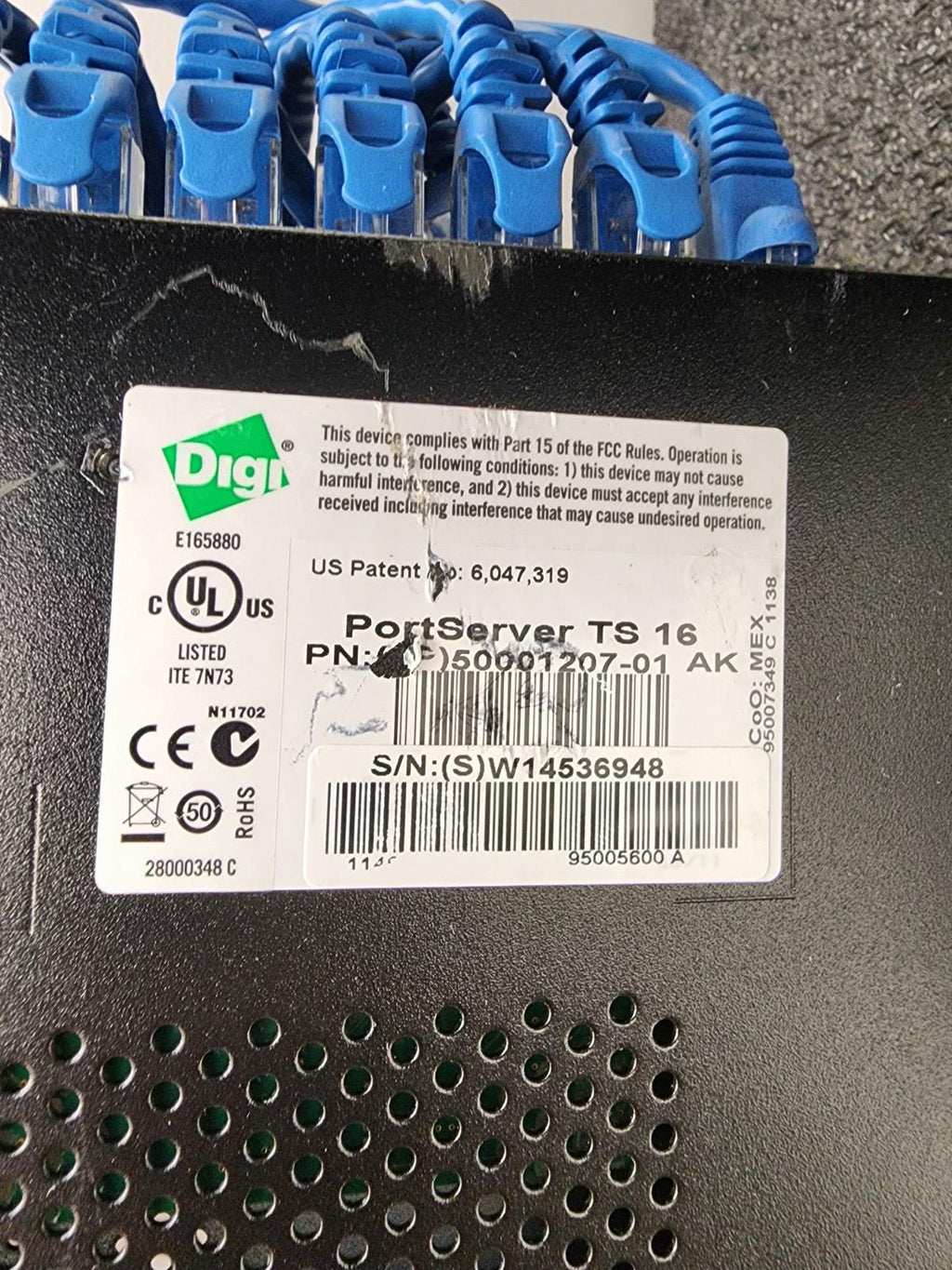 Lot of 3x Digi PortServer TS 16 MEI 16-Port Ethernet to Serial Terminal Server