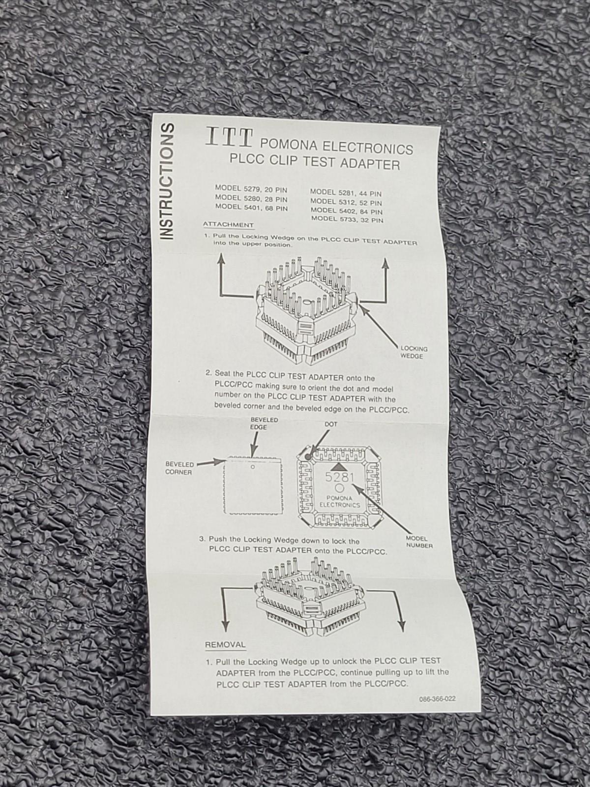 ITT Pomona 5515A PLCC Clip Kit Set Of 7 Socket Chip 20 28 32 44 52 68 84 Pins