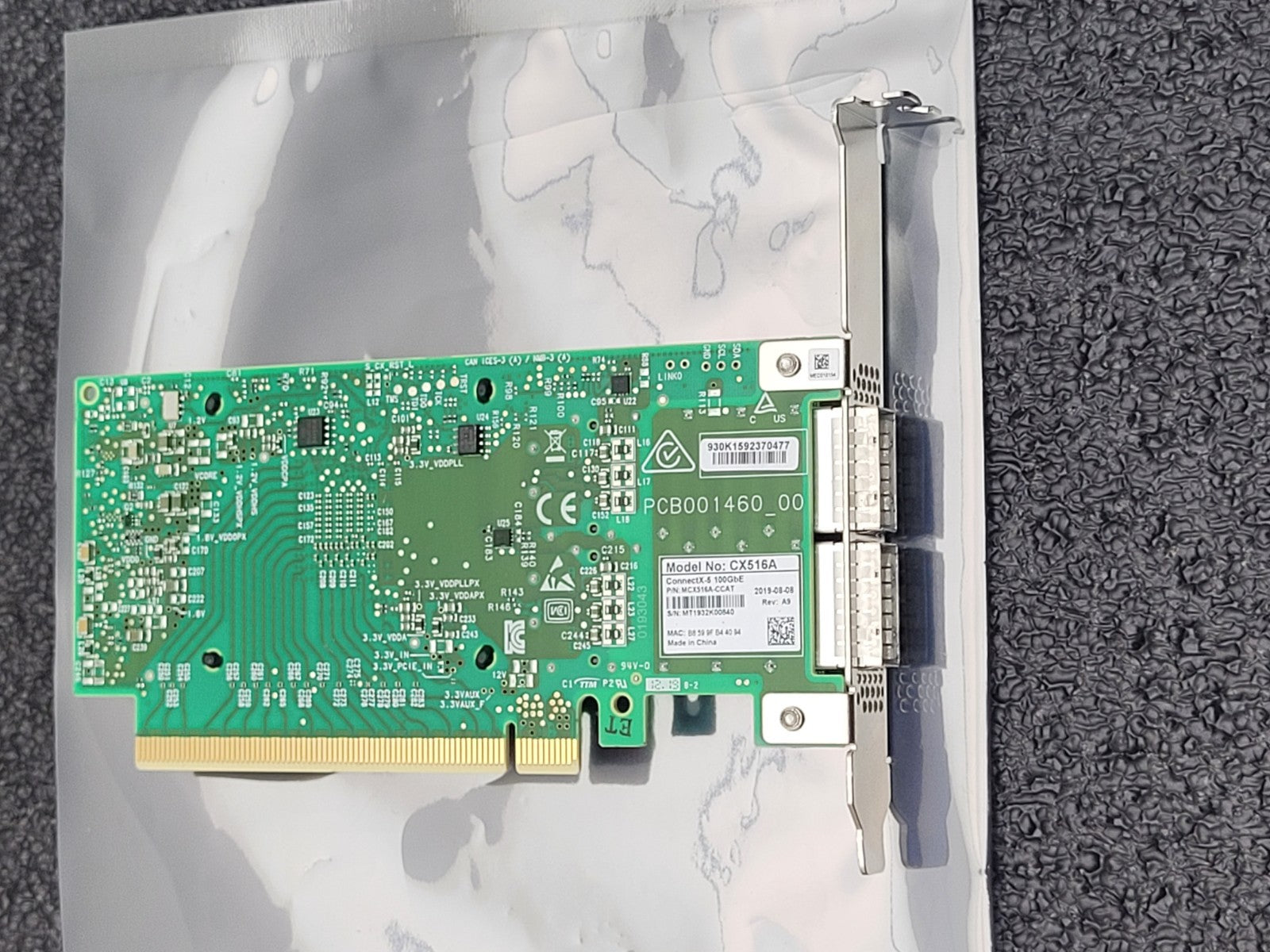 Mellanox CX516A 100GbE QSFP28 Dual Port ConnectX-5 PCIe x16 Adapter Full Height