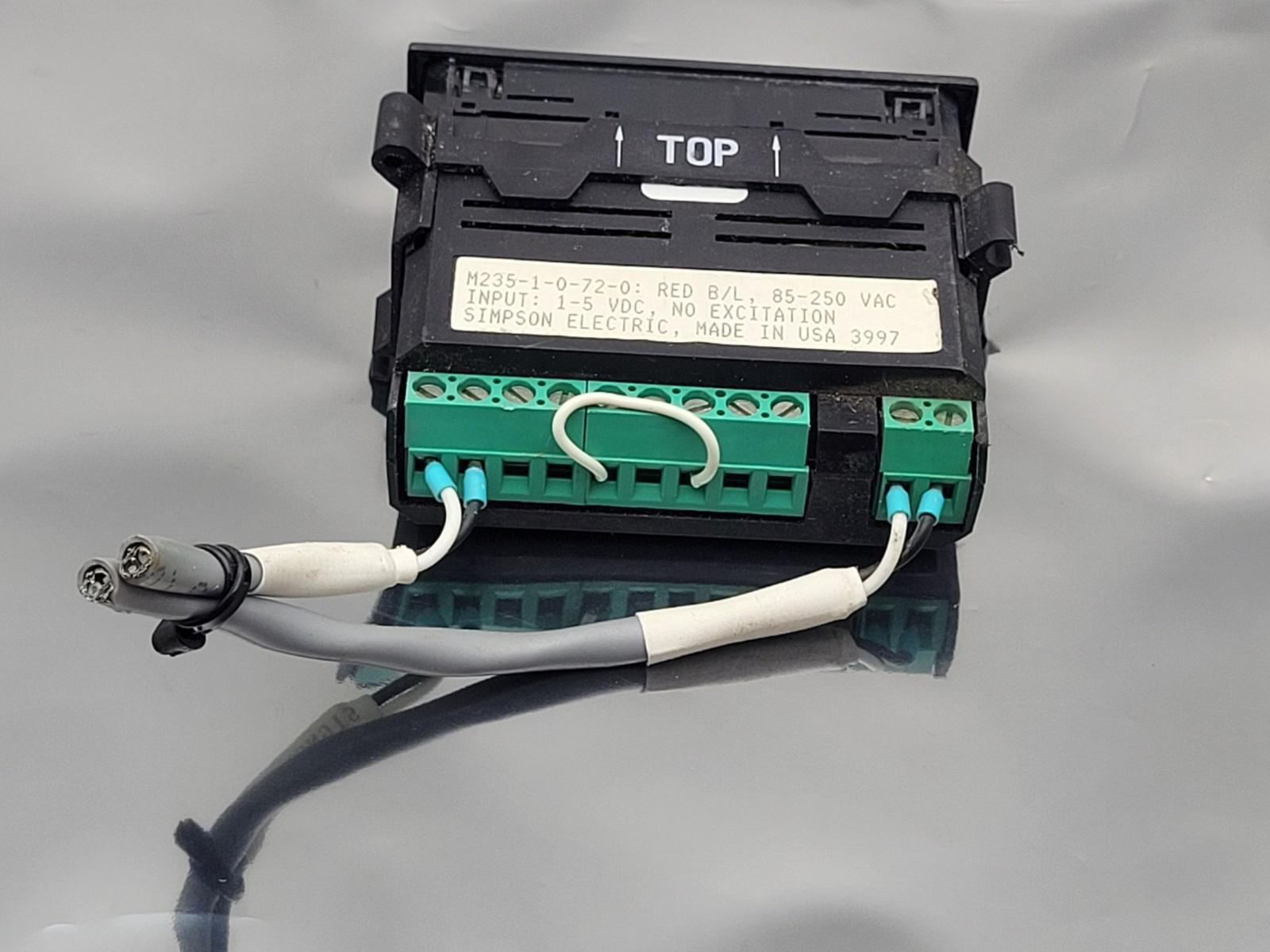 SIMPSON Panel Meter Single Line Red B/L M235-1-0-72-0 250VAC 85-250VAC 1-5VDC