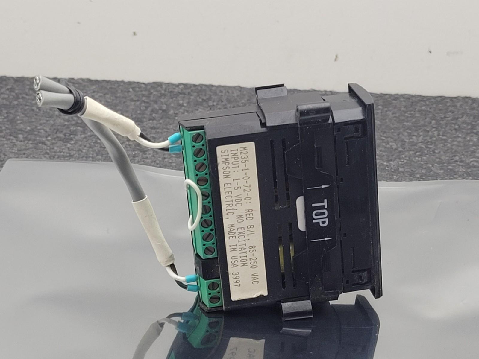 SIMPSON Panel Meter Single Line Red B/L M235-1-0-72-0 250VAC 85-250VAC 1-5VDC