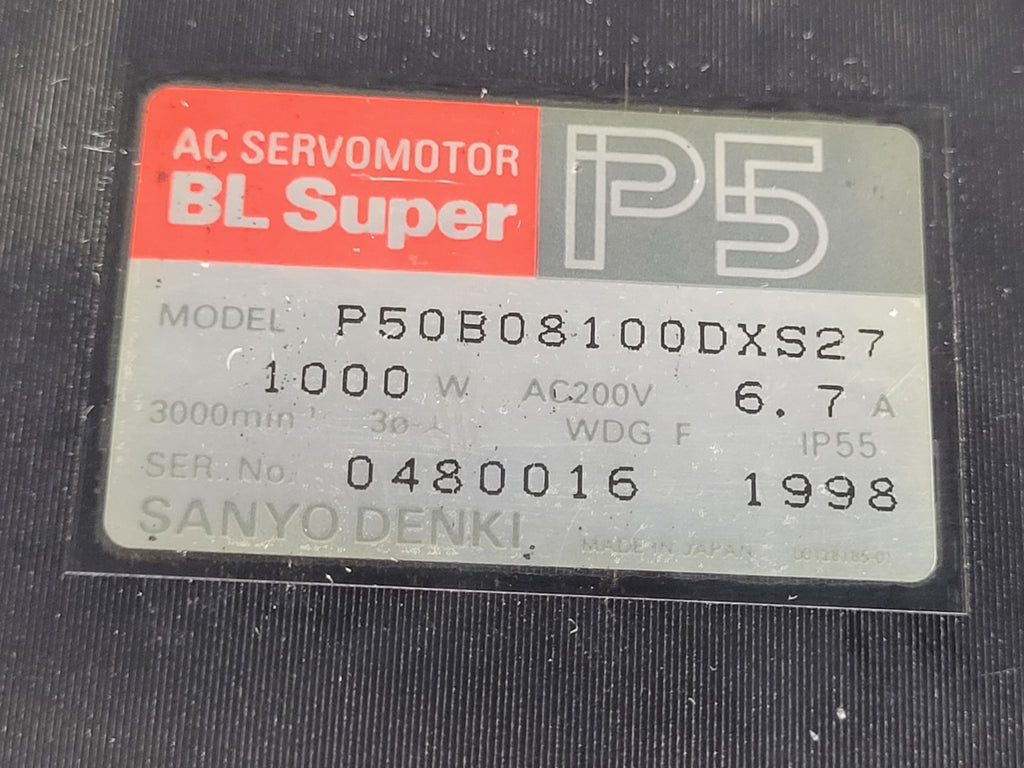 SANYO DENKI AC SERVOMOTOR P5, P50B08100DXS27 / PZ0A050AME1S00 Servo Amplifier PZ