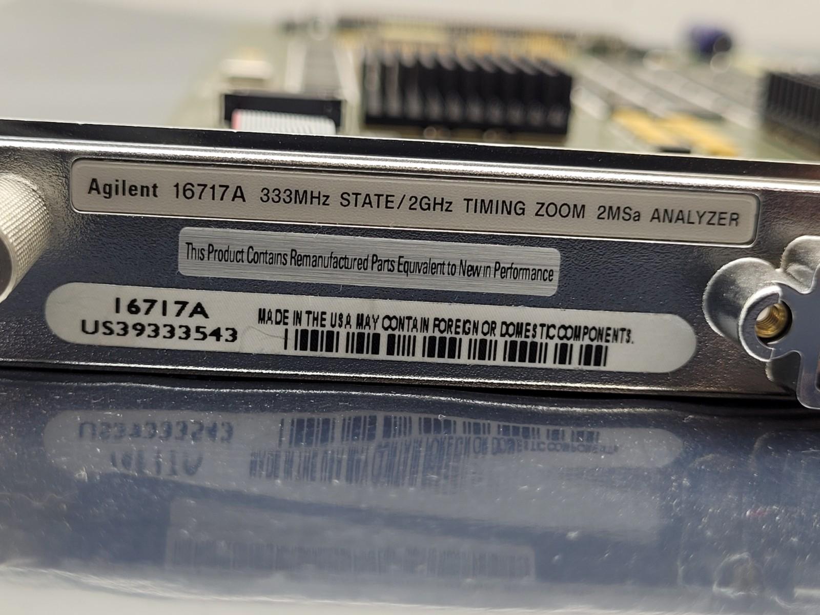 HP AGILENT 16717A 333MHz STATE / 2GHz TIMING ZOOM 2MSa ANALYZER with Cables