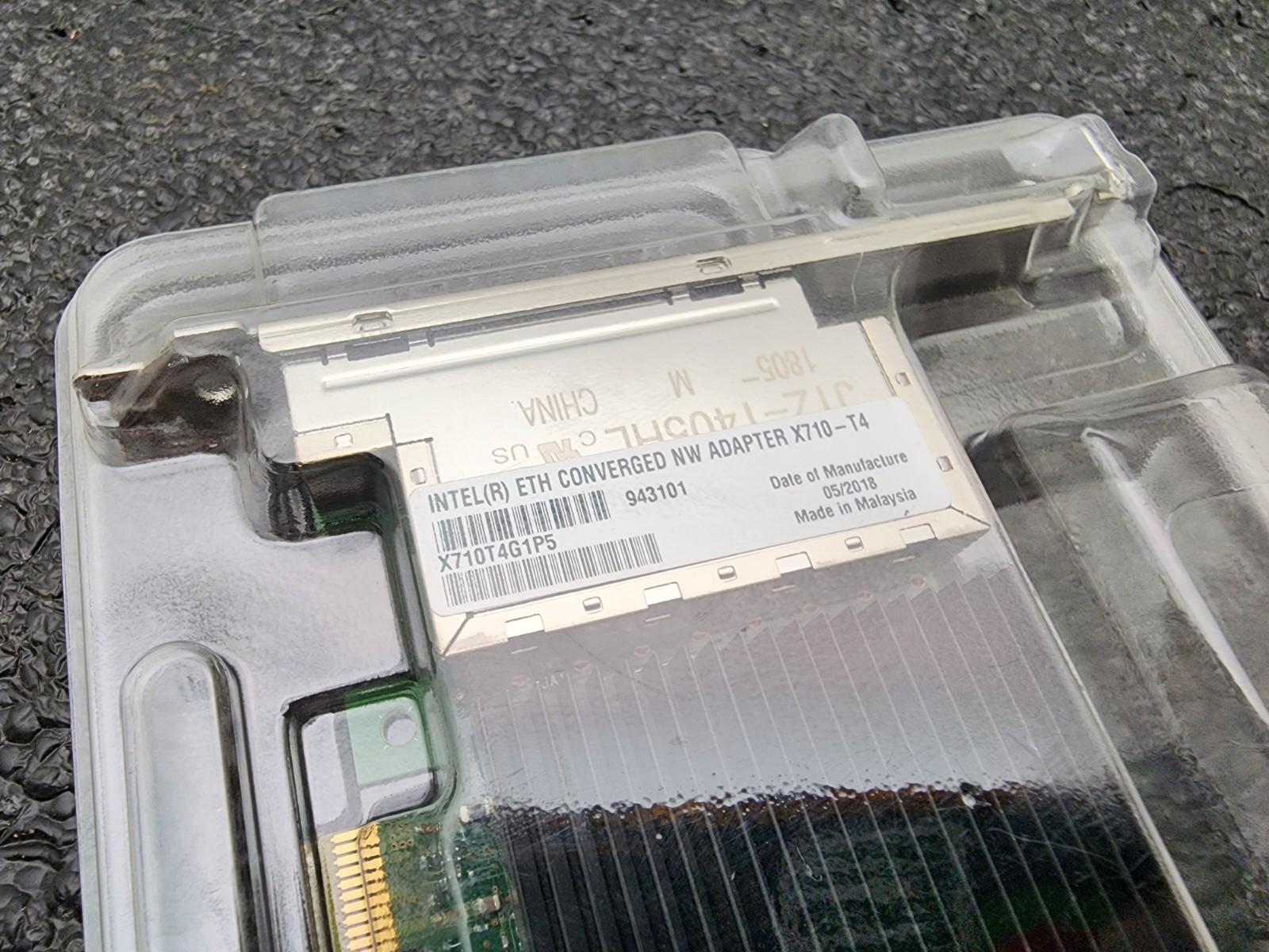 Intel X710-T4 Quad Port 10Gb Ethernet Converged Network Adapter Both Brackets