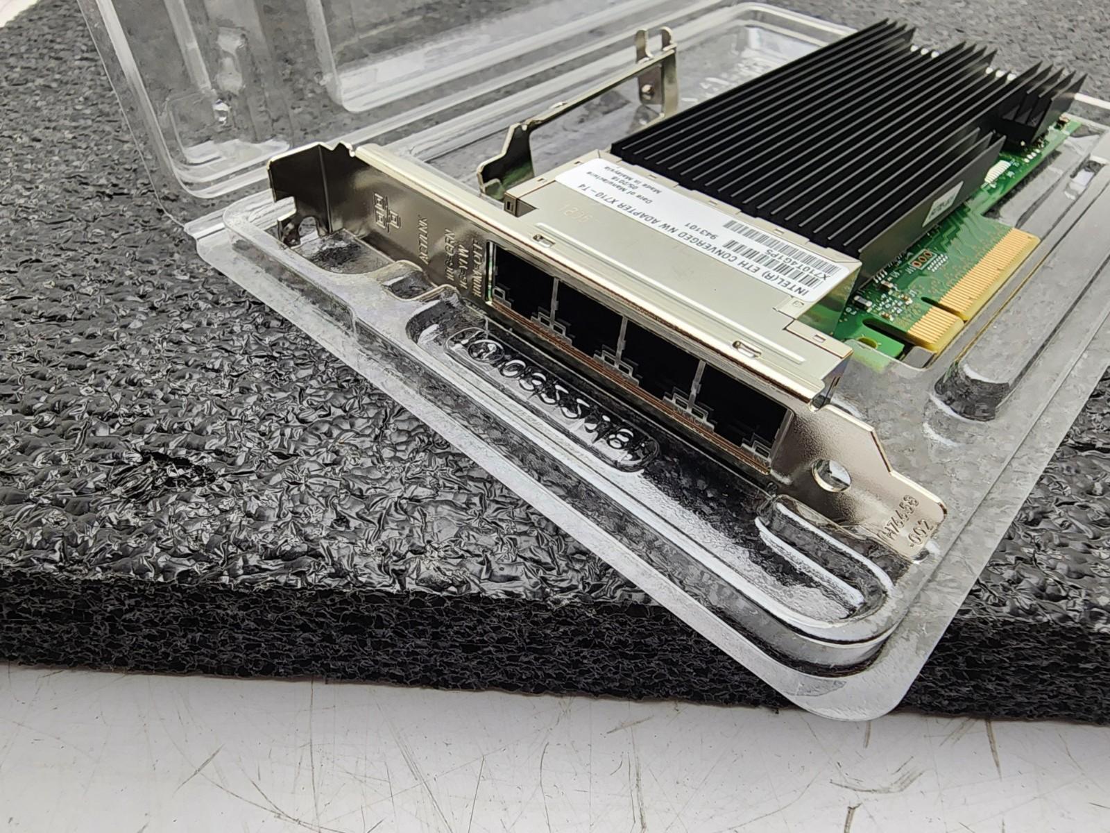 Intel X710-T4 Quad Port 10Gb Ethernet Converged Network Adapter Both Brackets