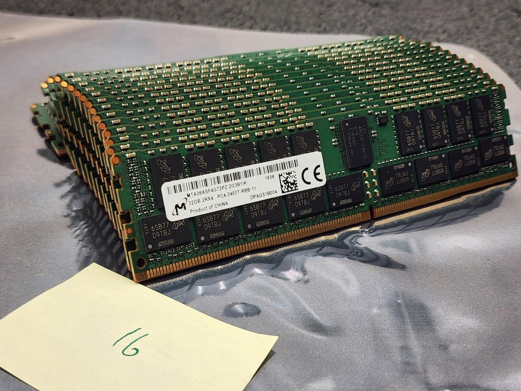 16x Micron 32gb PC4-2400T 2Rx4 DDR4 ECC Server Memory MTA36ASF4G72PZ-2G3B1IK