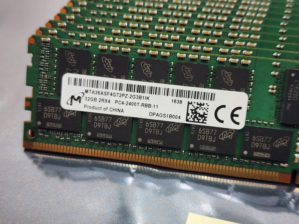 16x Micron 32gb PC4-2400T 2Rx4 DDR4 ECC Server Memory MTA36ASF4G72PZ-2G3B1IK