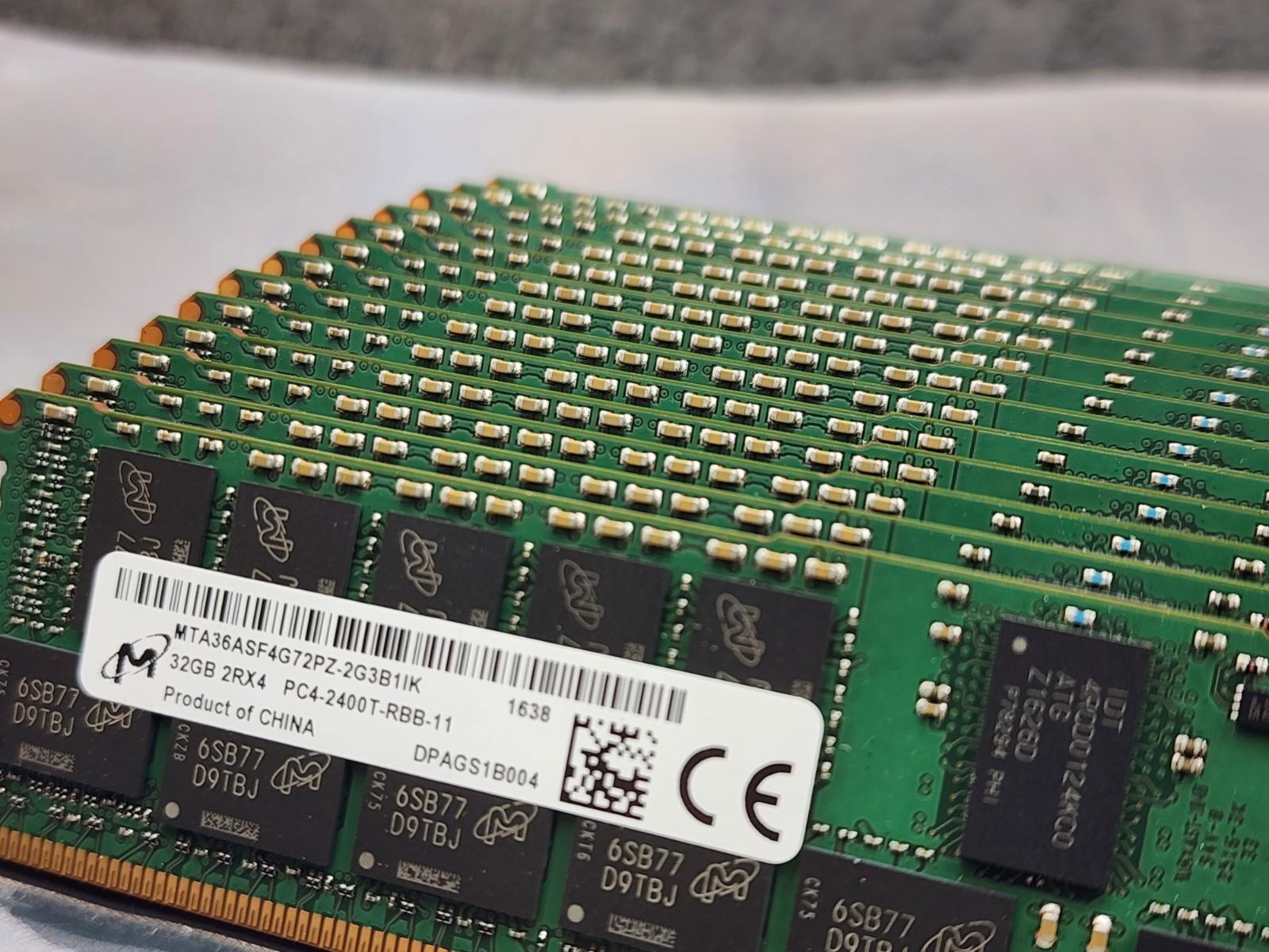 16x Micron 32gb PC4-2400T 2Rx4 DDR4 ECC Server Memory MTA36ASF4G72PZ-2G3B1IK