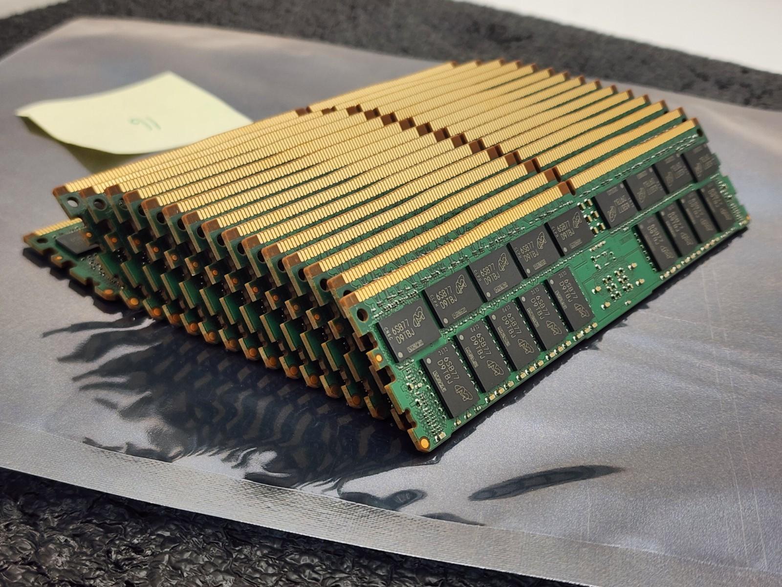 16x Micron 32gb PC4-2400T 2Rx4 DDR4 ECC Server Memory MTA36ASF4G72PZ-2G3B1IK