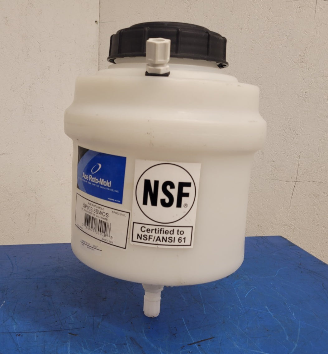 Ace Roto-Mold NSF 3.5 Gallon White Cylinder Conical Bottom Tank SP003.5SWOS