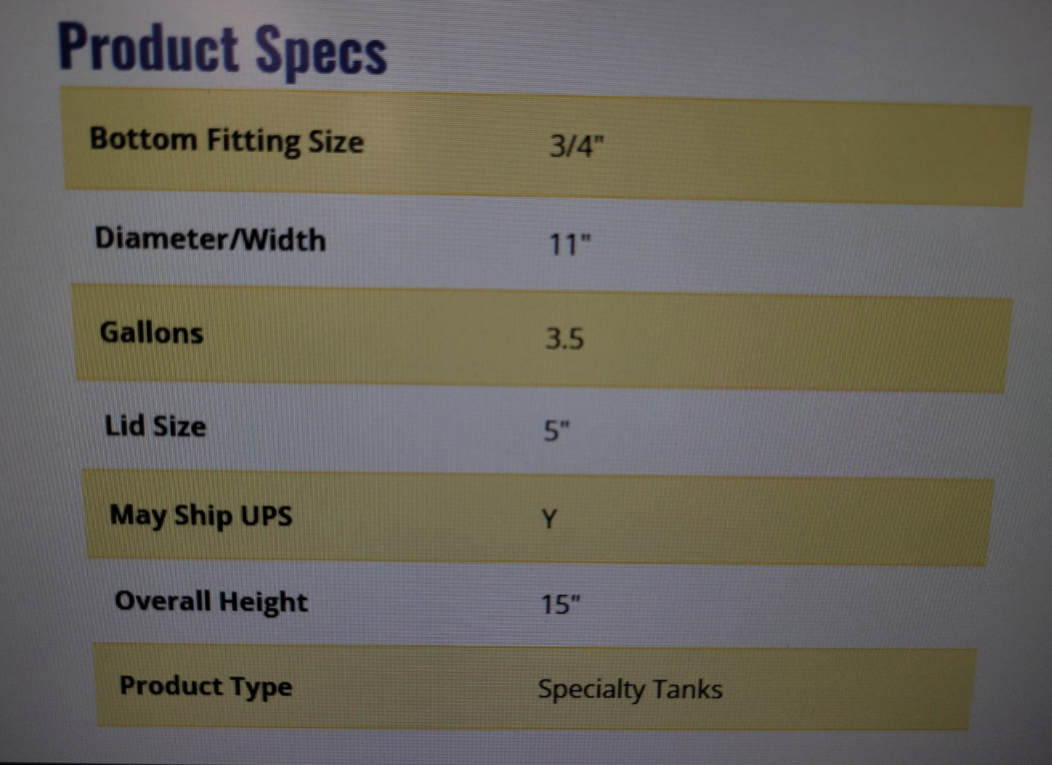 Ace Roto-Mold NSF 3.5 Gallon White Cylinder Conical Bottom Tank SP003.5SWOS