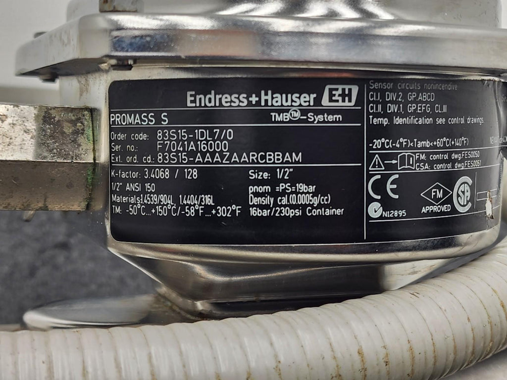 Endress+Hauser PROMASS S Mass Flowmeter 83S15-1DL7/0 Flow Controller Sensor 1/2"