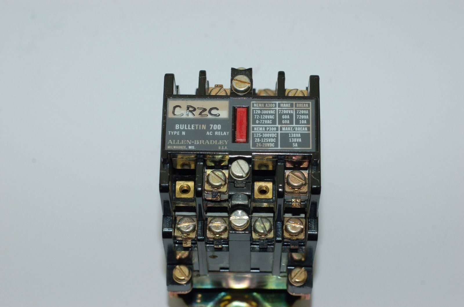 Allen Bradley 700DC-N600A1 AC Control Relay 10A Contact Rating 120VAC Coil