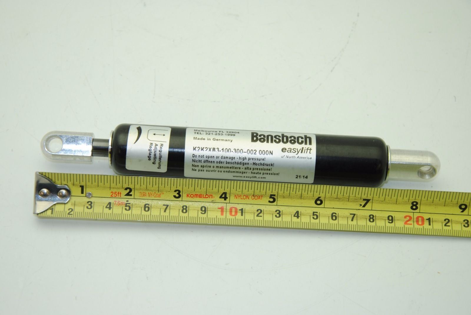 Bansbach K2K2XB3-100-300-002 Easy Lift Gas Spring, 100mm Stroke