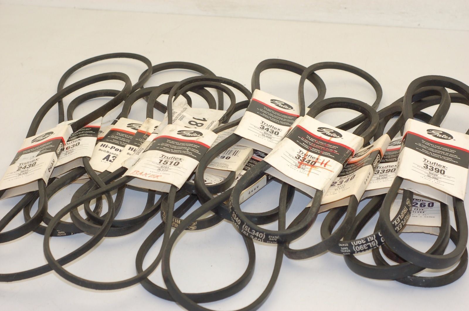 Gates Truflex Belts, Assorted Sizes - Lot of 19