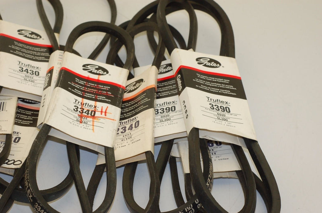 Gates Truflex Belts, Assorted Sizes - Lot of 19