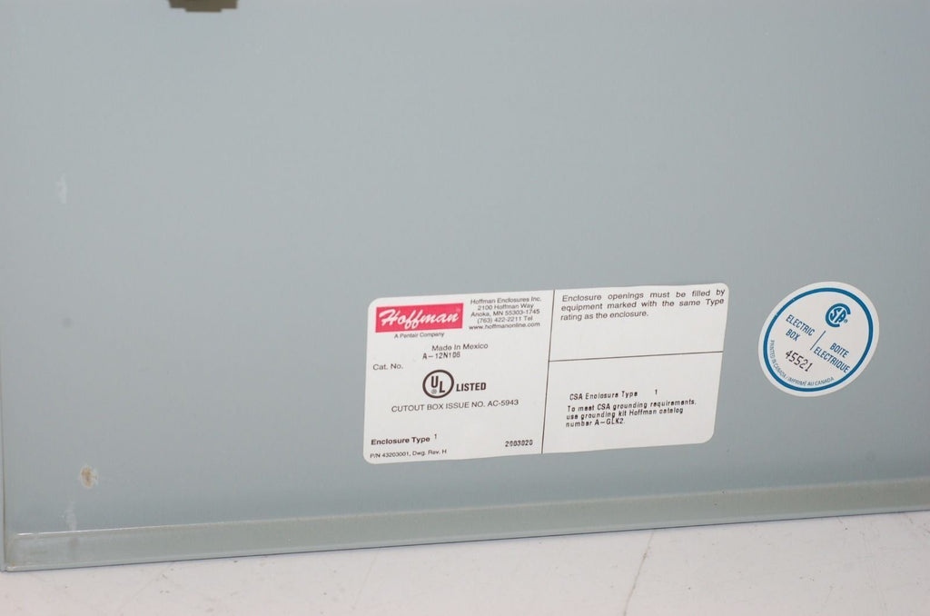 Hoffman A-12N106 Enclosure 12" x 10" x 6" w/ Federal Vibratone 350 Horn 120V (C)