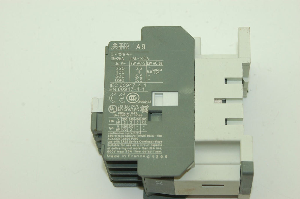 ABB A9-30-10 Contactor, 230-690V, 25A, 1-PH 3-PH